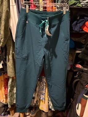 Figs Caribbean Blue high waisted Zamora joggers medium regular